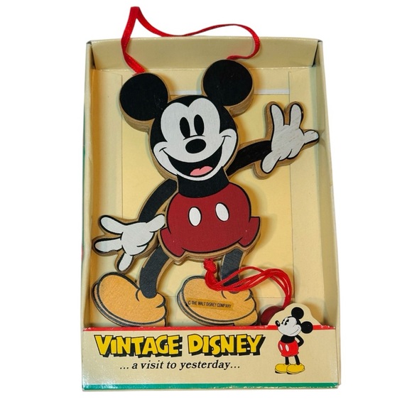 Vintage Walt Disney Mickey Mouse Kurt S Adler Wooden Christmas Ornament W4745 - Picture 1 of 8